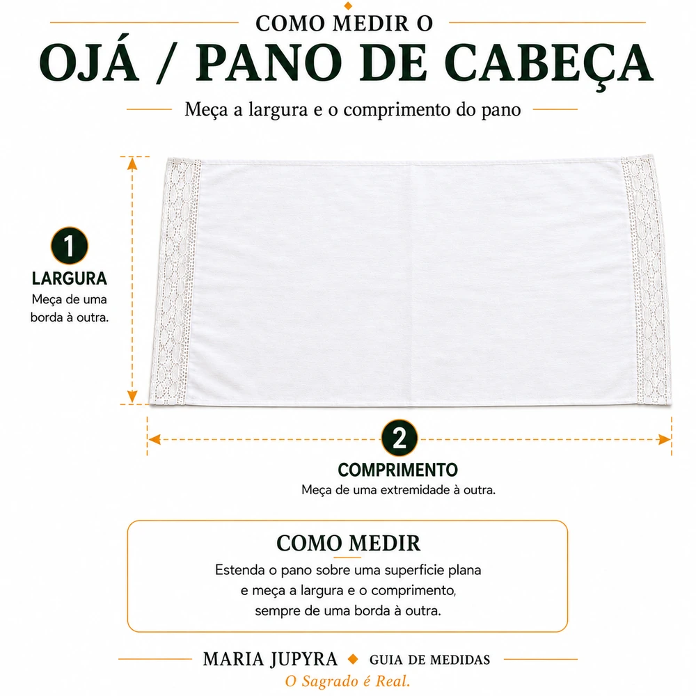 Como medir largura e comprimento de ojá ou pano de cabeça