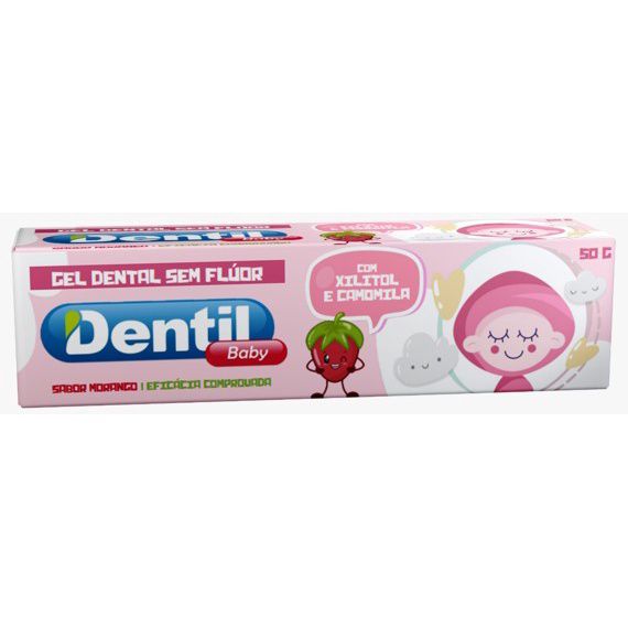 Pasta de Dente Infantil Gel Sem Flúor Dentil Baby Morango 50g - DH Utility  | Produtos de saúde e higiene pessoal