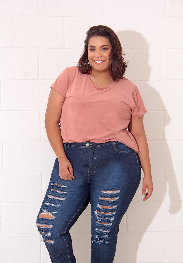 calça jeans feminina rasgadinha plus size