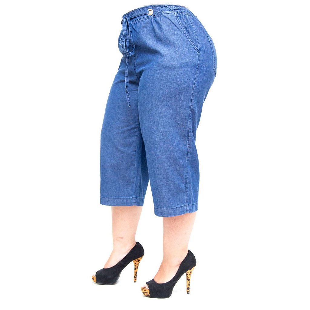 calça pantacourt plus size jeans