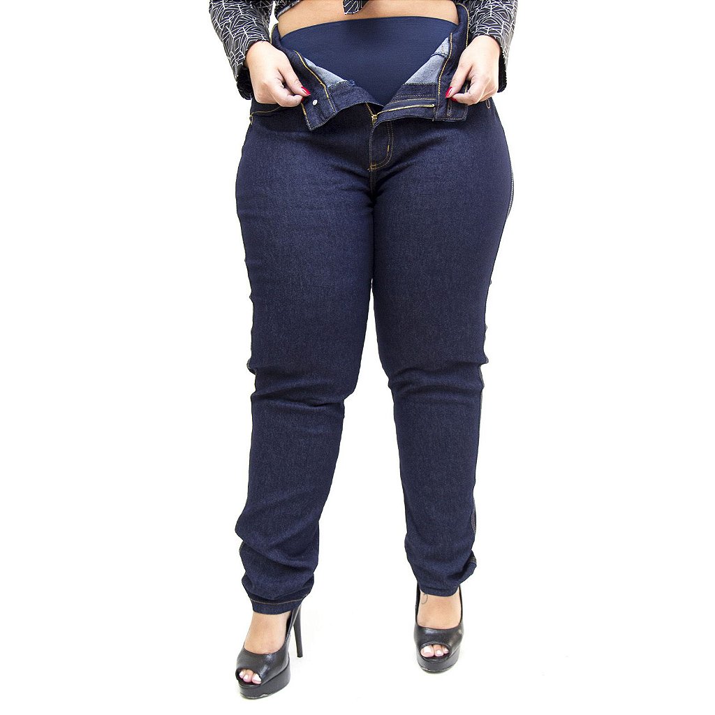 calça jeans com cinta interna plus size