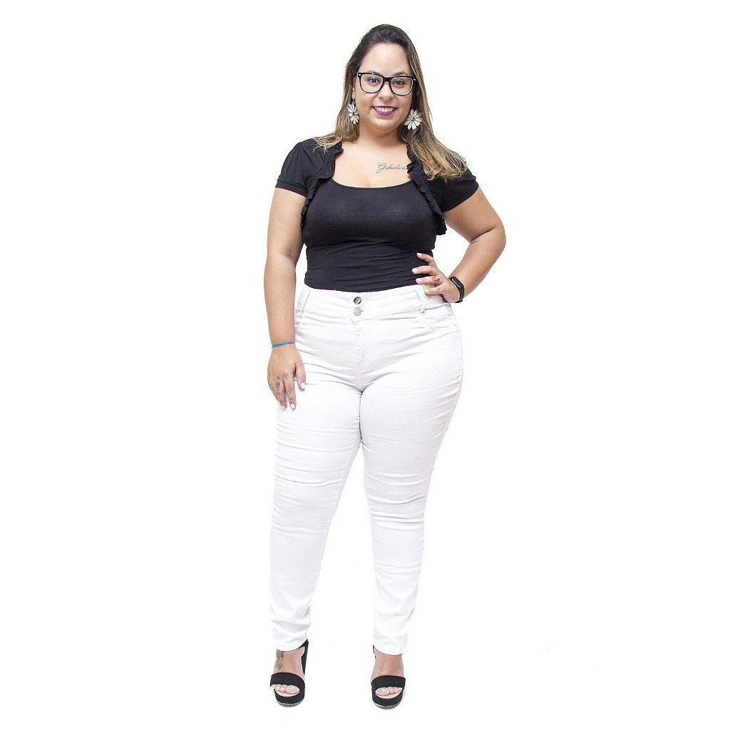 calça jeans branca plus size