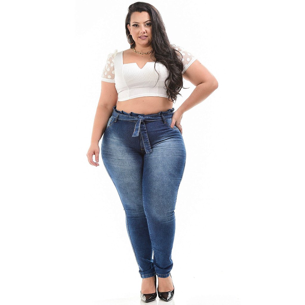 calça clochard jeans plus size