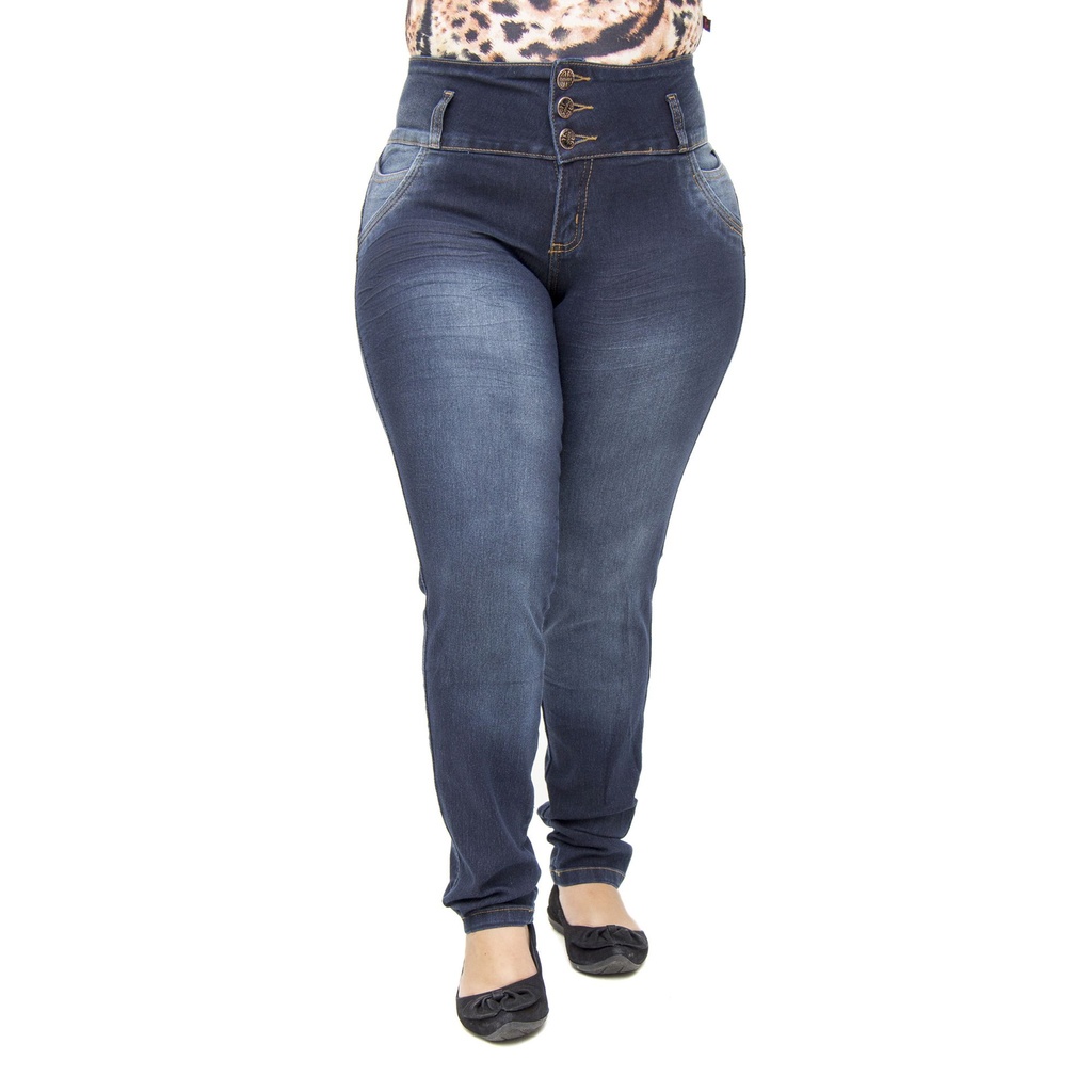 calça jeans com elastico na cintura plus size