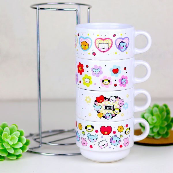 Torre de Canecas Empilháveis BT21 - Starcups Produtos Personalizados