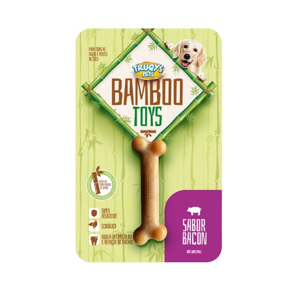 Osso Brinquedo Para Cachorro Mordedor Bamboo Toys Sabor Bacon Modelo I  Pequeno Truqys Pet - Zozo Pet Store