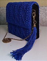 Bolsa de crochê azul Royal com Tassel