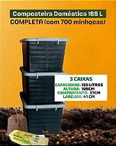 Composteira Doméstica 168 L COMPLETA (com 700 minhocas)