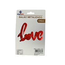 Balão Metalizado Love Vermelho Decoração Surpresa Romântica