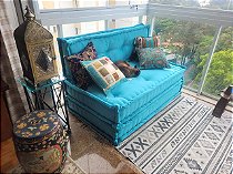 Sofá futon turco sob encomenda em suede ou Sarja tam do anuncio 190x80x20 cm aberto