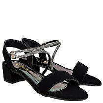 Sandália Preta Salto Médio com Strass • Elegante, Confortável e Moderna