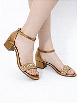 Sandália Feminina Salto Bloco com Strass • Confortável • Elegante • Casual/ Festa - 3 Cores
