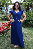 REF.90038 VESTIDO LONGO AZUL  TAM .G (42)