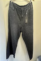 Wide Leg Black Jeans com Aplicação 46 #use