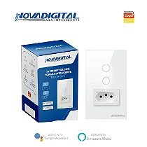 Interruptor + Tomada NovaDigital Touch 2 Tecla Branco Wi-Fi