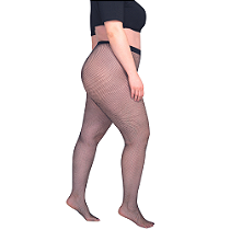 Meia-calça arrastão rashel plus size Loba Lupo