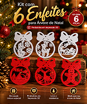 Kit 6 Enfeites Natalinos 3d Para Árvore De Natal