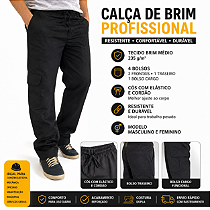 Calça de Brim Profissional Resistente para Trabalho