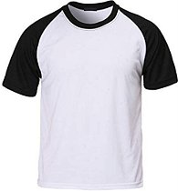 10 CAMISA BRANCA COM MANGA RAGLAN PRETA