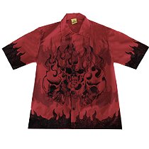CAMISA DE BOTAO TRIPLE SKULL VERMELHA