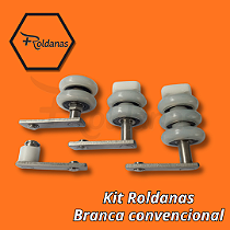 1 - KIT ROLDANAS BRANCA COM REGULAGEM E ROLAMENTOS EM NYLON