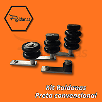 1 - KIT ROLDANAS PRETA COM REGULAGEM E ROLAMENTOS EM NYLON
