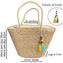 Bolsa Florianópolis Palha De Trigo Com Chaveiro De Brinde
