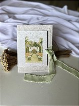 Convite de casamento 14x19cm com envelope e fita chiffon