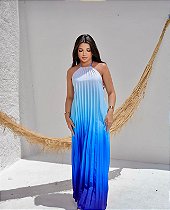 VESTIDO LONGO PLISSADO DEGRADÊ