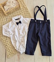 Look Pietro azul marinho - Body branco