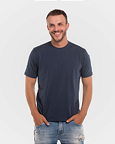 Camiseta Masculina de Manga Curta Meia Malha Fio Penteado - Azul Marinho