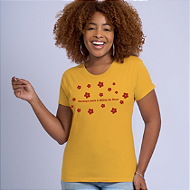 Camiseta Feminina Baby Look Amarela - Floresça para a glória de Deus