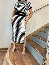 Conjunto saia e blusa modal bicolor