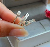 Par Aliança Complemento 3mm com Solitário