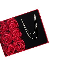 Caixa com Conjunto Pulseira e Colar Bolinhas em Prata 925