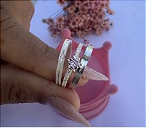 Par Aliança Sonho Encantado com solitário Cravejado