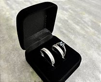 Par Aliança Fosca 4mm com Solitario Cravejado Azul