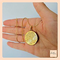Colar Medalhão Ave Maria frente e verso dourado