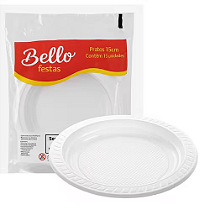 Prato Sobremesa Descartável Branco 15Cm Bello Festas 10Un