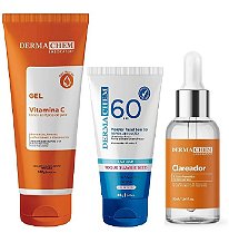 Kit Serum Clareador Protetor Facial Gel Anti-Idade Vitamina C Hidrata Clareamento Firmeza