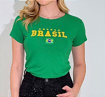 TSHIRT FEMININA ALGODÃO BRASIL BANDEIRINHA