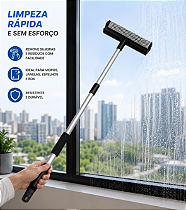 Rodo Limpa Vidros Cabo Extensível 2 Em 1 Limpa E Seca Limpador 25CM Superpro