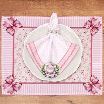 02 Lugares Americano 43cm x 35cm-  Coleção Laço de Natal Rosa