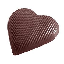 CW1396 - Fôrma de policarbonato para chocolate modelo coração listrado - 11,8cm