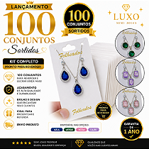 👉 Kit com 100 Conjuntos de Colar e Brincos - Semi Joias Banhadas a Ouro e Prata com Garantia 💎