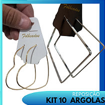 kit com 10 argolas Banhada a Ouro e Prata