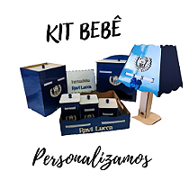 Kit Bebê Madeira Azul Marinho completo com 8 peças para Menino