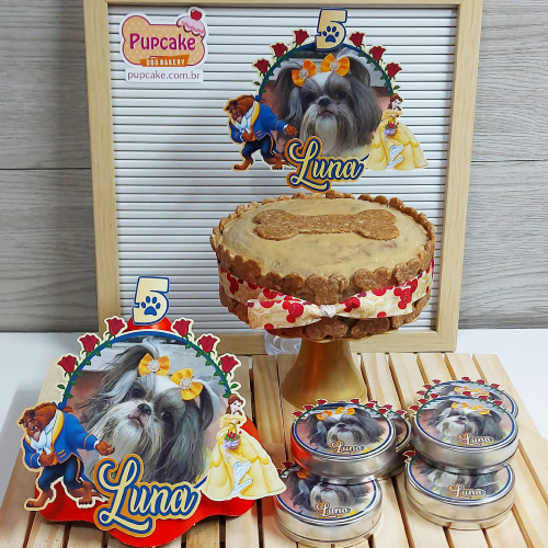 Faixa De Aniversário Marspark Tema Cachorro - Decoração Festa Azul Com Flores E Patas | Pré-amarrada