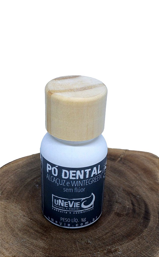 Pó Dental Alcaçuz e Wintergreen uNeVie - dentifrício natural