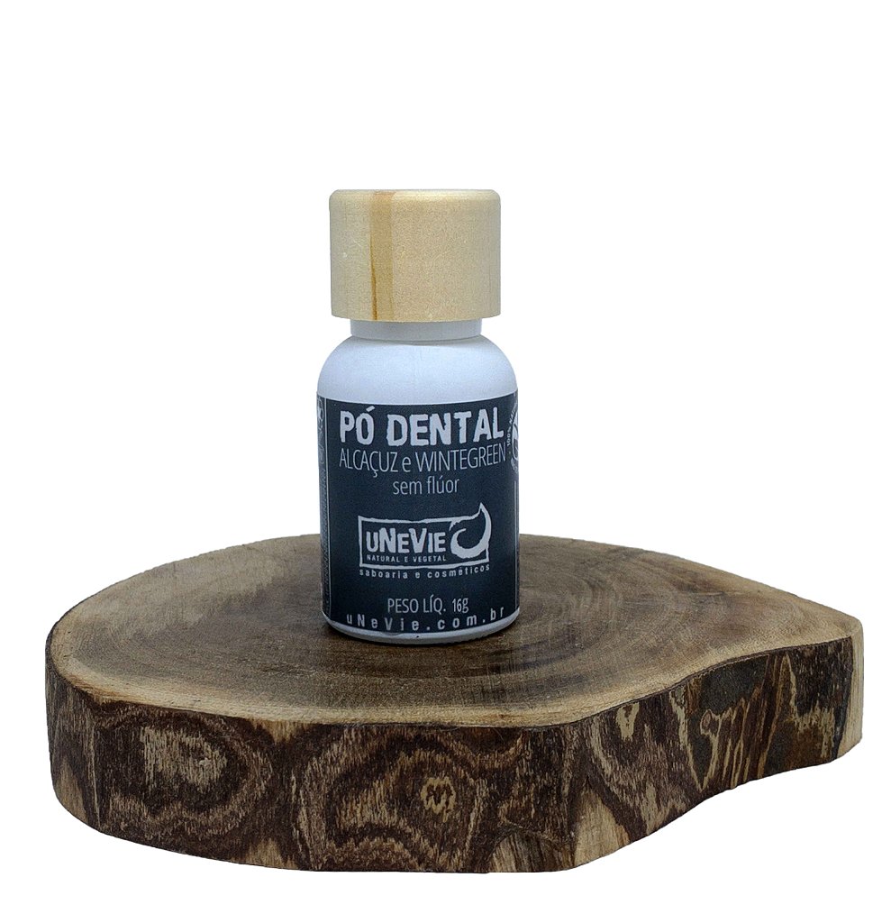 Pó Dental Alcaçuz e Wintergreen uNeVie - dentifrício natural